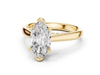 Marquise Accent Shoulder Cathedral Solitaire Engagement Ring - Gold