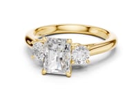 Radiant Trellis Three Stone Engagement Ring - Gold