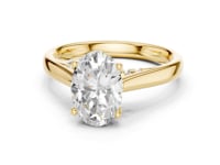Oval Accent Shoulder Cathedral Solitaire Engagement Ring - Gold