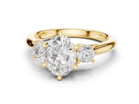 Oval Trellis Three Stone Engagement Ring - Gold