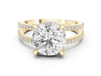 Round Split Shank Pave Solitaire Engagement Ring - Gold