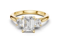 Emerald Trellis Three Stone Engagement Ring - Gold
