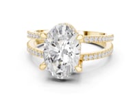 Oval Split Shank Pave Solitaire Engagement Ring - Gold