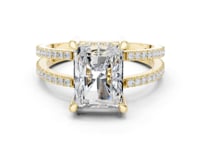 Radiant Split Shank Pave Solitaire Engagement Ring - Gold