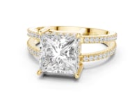 Princess Split Shank Pave Solitaire Engagement Ring - Gold