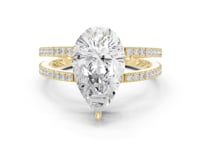 Pear Split Shank Pave Solitaire Engagement Ring - Gold