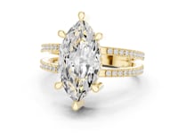 Marquise Split Shank Pave Solitaire Engagement Ring - Gold
