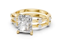 Radiant Spaced Accent Bridal Set - Gold