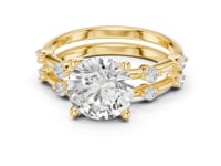 Round Spaced Accent Bridal Set - Gold