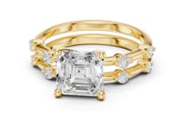 Asscher Spaced Accent Bridal Set - Gold