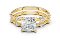 Cushion Spaced Accent Bridal Set - Gold