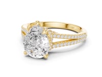 Pear Split Shank Pave Engagement Ring - Gold