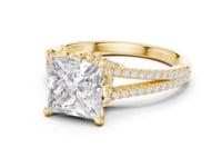 Princess Split Shank Pave Engagement Ring - Gold