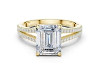 Emerald Split Shank Pave Engagement Ring - Gold