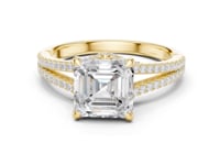 Asscher Split Shank Pave Engagement Ring - Gold