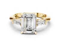 Emerald Petite Baguette Three Stone Engagement Ring - Gold