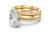 Oval Triple Stack Pave Bridal Set - Gold