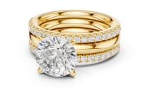 Round Triple Stack Pave Bridal Set - Gold