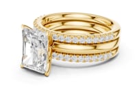 Radiant Triple Stack Pave Bridal Set - Gold