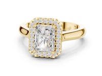 Radiant Polished Band Halo Engagement Ring - Gold
