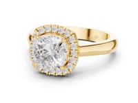 Cushion Polished Band Halo Engagement Ring - Gold