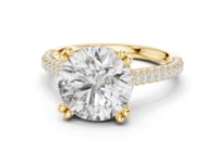 Round Triple-Row Pave Engagement Ring - Gold