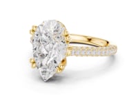 Pear Triple-Row Pave Engagement Ring - Gold