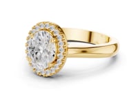 Oval Polished Band Halo Engagement Ring - Gold