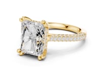 Radiant Triple-Row Pave Engagement Ring - Gold