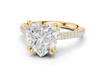 Heart Triple-Row Pave Engagement Ring - Gold