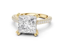 Princess Triple-Row Pave Engagement Ring - Gold