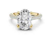 Oval Triple-Row Pave Engagement Ring - Gold