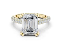 Emerald Triple-Row Pave Engagement Ring - Gold