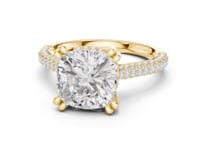 Cushion Triple-Row Pave Engagement Ring - Gold