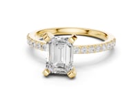Emerald Petite Pave Engagement Ring - Gold