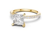 Princess Petite Pave Engagement Ring - Gold