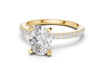 Oval Petite Pave Engagement Ring - Gold