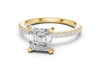 Asscher Petite Pave Engagement Ring - Gold