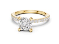 Cushion Petite Pave Engagement Ring - Gold