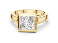 Princess Bezel Solitaire Engagement Ring - Gold