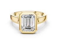 Emerald Bezel Solitaire Engagement Ring - Gold