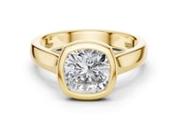 Cushion Bezel Solitaire Engagement Ring - Gold