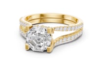Octagon Curved Split Shank Pave Engagement Ring - Gold