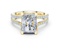 Radiant Curved Split Shank Pave Engagement Ring - Gold