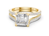 Asscher Curved Split Shank Pave Engagement Ring - Gold