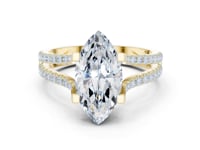 Marquise Curved Split Shank Pave Engagement Ring - Gold