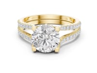 Round Curved Split Shank Pave Engagement Ring - Gold