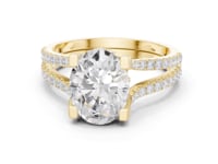 Oval Curved Split Shank Pave Engagement Ring - Gold