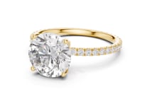 Round Claw-Prong Pave Engagement Ring - Gold