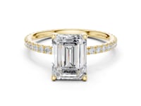 Emerald Claw-Prong Pave Engagement Ring - Gold